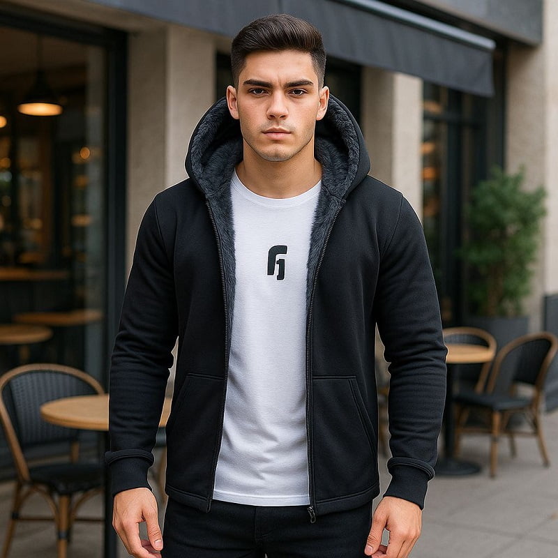 شنل مردانه خز طوسی مدل Venit